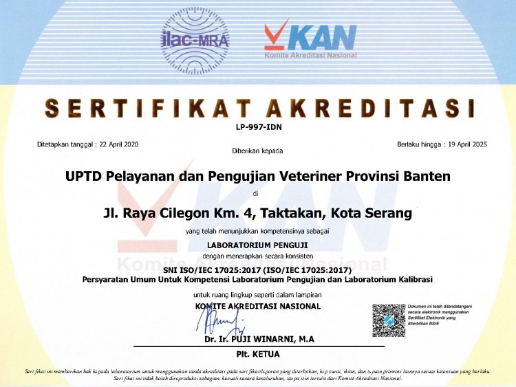 Akreditasi Laboratorium UPTD PPV